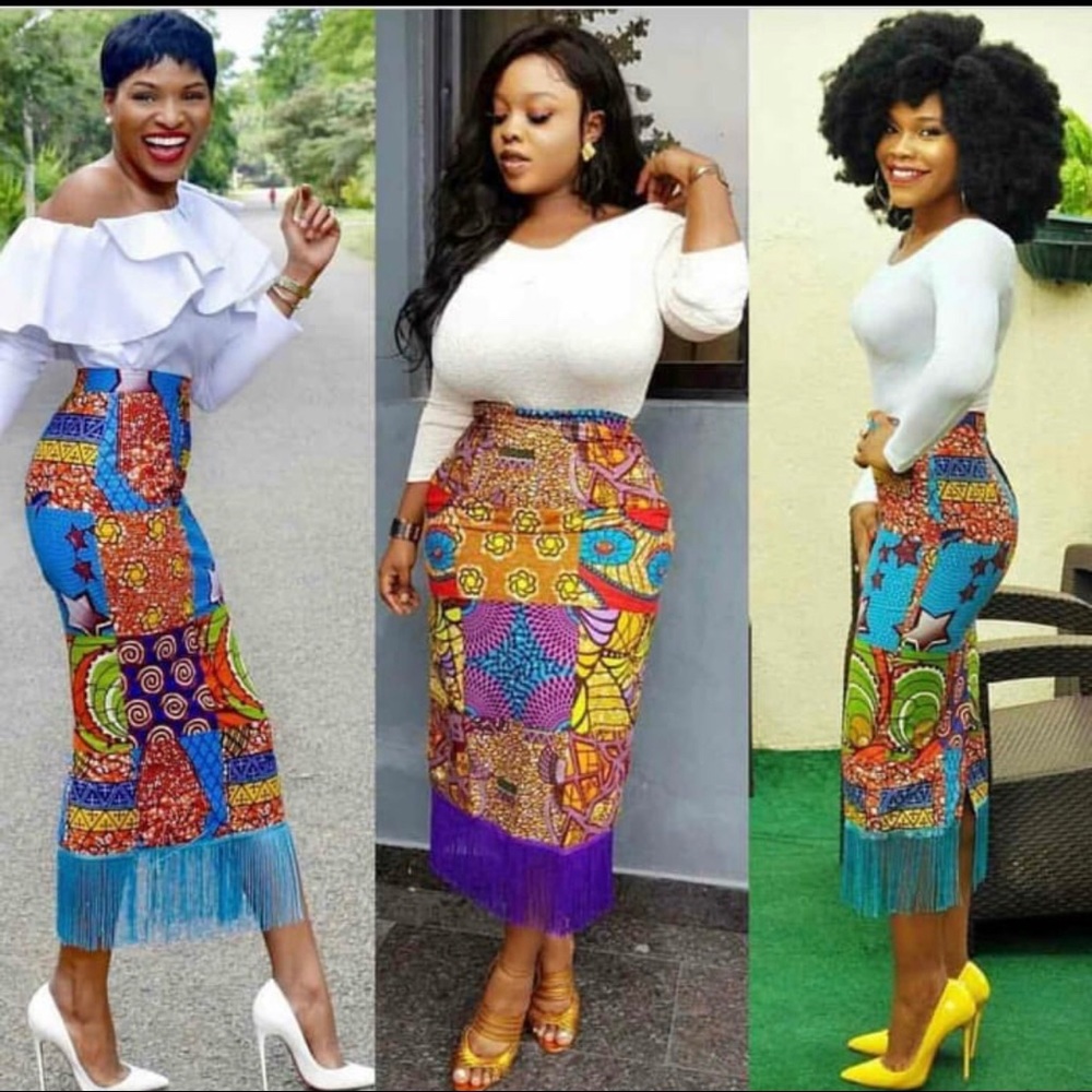 African Print fabric Patch Skirt